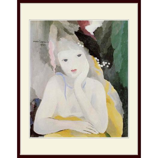 複製画・額縁付き・ローランサン・「ヴェールつき帽子をかぶった女