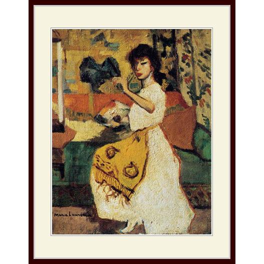 複製画・額縁付き・ローランサン・「絵を描くマリー・ローランサン