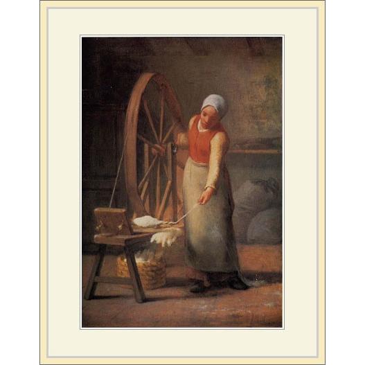 絵画(糸を使って描いた絵) ミレー 紡ぐ糸の女性 絵画 糸を使って描いた絵 ジャン フランソワ・ミレー