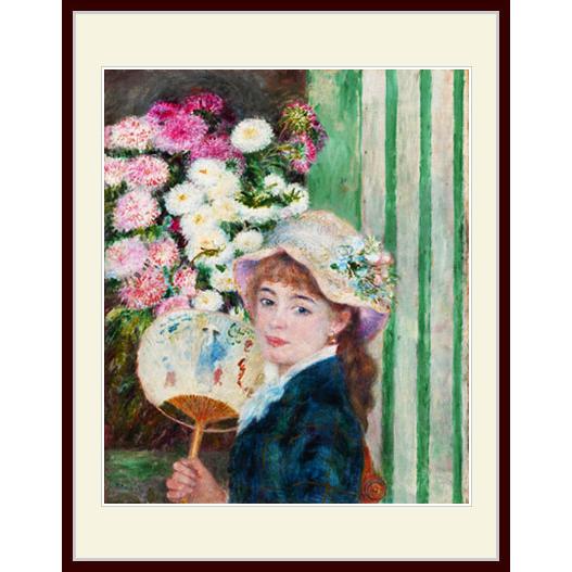 複製画・額縁付き・ルノワール・「扇子を持つ若い女」 : グーピル