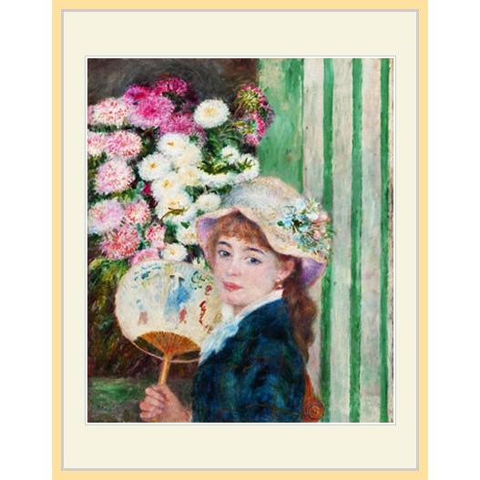 複製画・額縁付き・ルノワール・「扇子を持つ若い女」 : グーピル