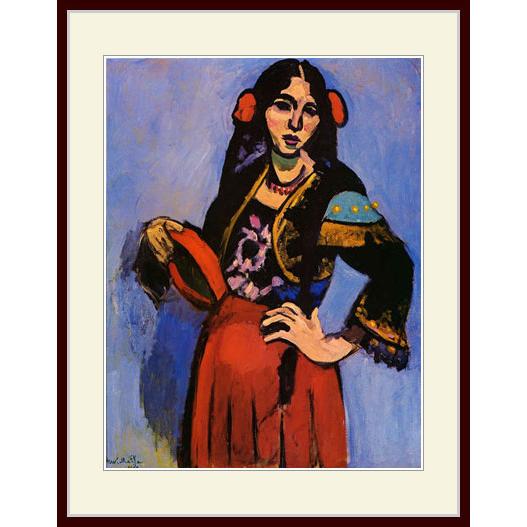 スペイン美術館　公式ショップ販売　キャンパス風　複製画　女官たち 複製画・額縁付き・マティス・「タンバリンを持つスペイン娘」 : グー