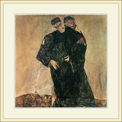 エゴン・シーレ、【隠者たち】、大判・希少な画集画、状態良好 複製画・額縁付き・エゴンシーレ・「隠者たち」 : グーピルギャラリー