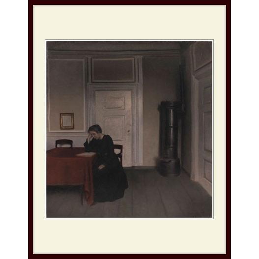 複製画 額付き：ヴィルヘルム ハマスホイ・「画家の妻のいる室内