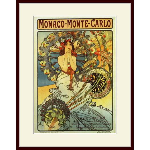ミュシャ MONACO MONTE CARLO アートプリント 絵 絵画 額 金 複製画 額付き：ミュシャ・「モナコ・モンテカルロ」 : グーピル