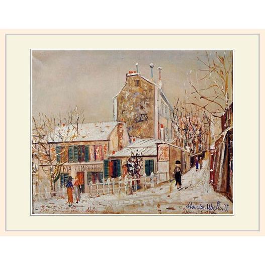 複製画・額縁付き・ユトリロ・「雪のラパン・アジル」 : グーピル