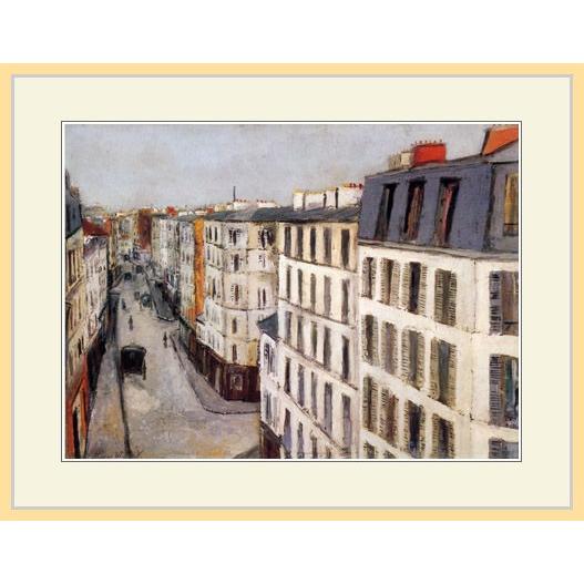 【値下げ】モーリス・ユトリロ ジャンヌ・ダルク通り 複製画 複製画・額縁付き・ユトリロ・「パリのラヴィニャン街の光景」 : グー
