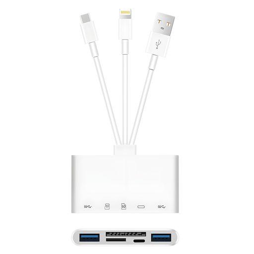 5in3iPhoneSDカードリーダーLightning/TypeC/USBカメラカードリーダー