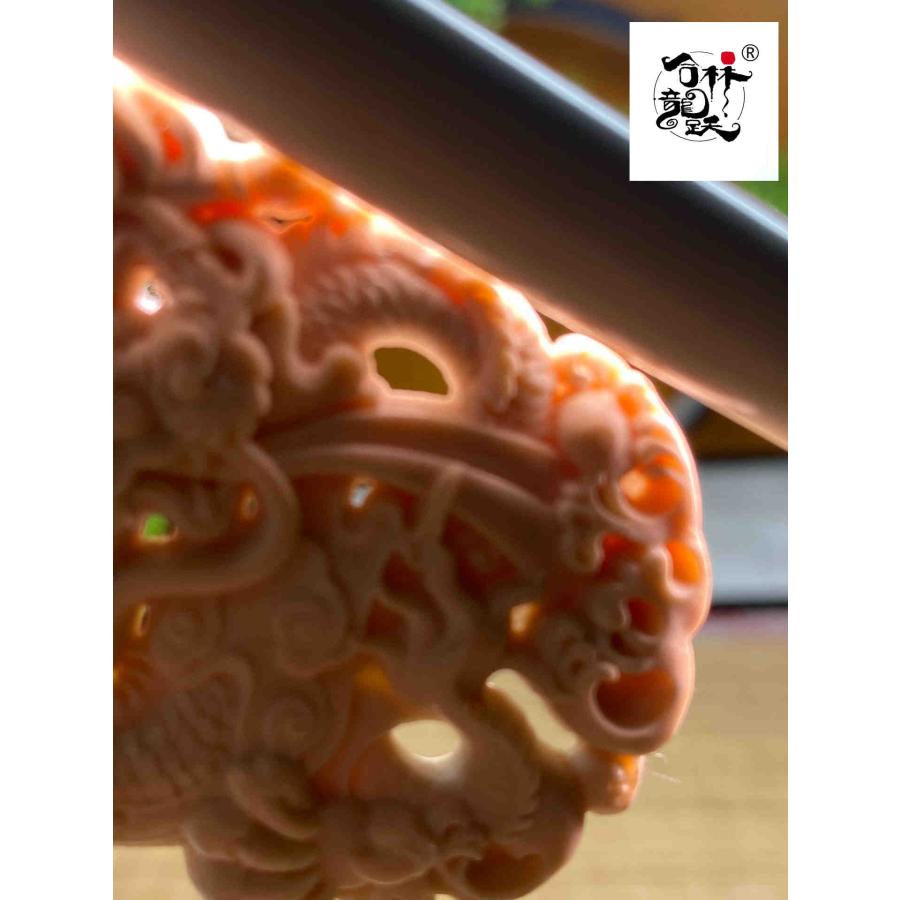 天然マンモス牙精巧な手作り彫刻龍札 ネックレス_5
