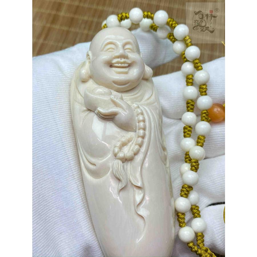 天然マンモス牙美しい手作り彫刻 招財弥勒 手握り物 【公式通販】