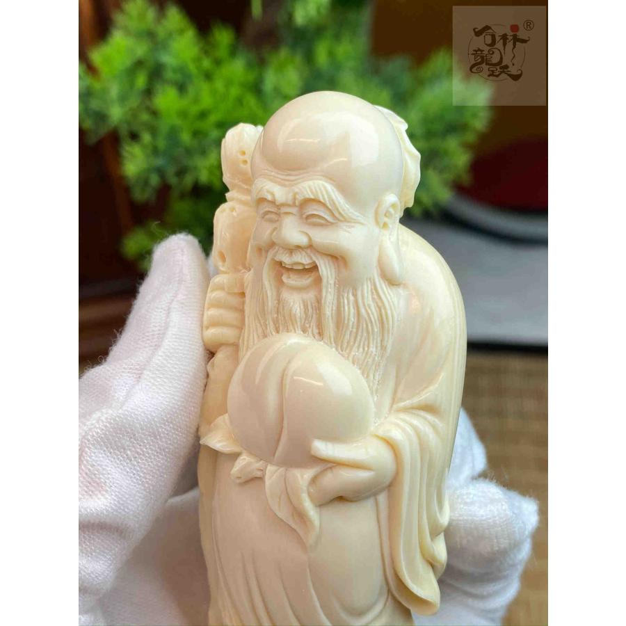 天然マンモス牙美しい手作り彫刻　1寿星公　置物 天然マンモス牙美しい手作り彫刻 1寿星公 置物 天然マンモス牙美しい