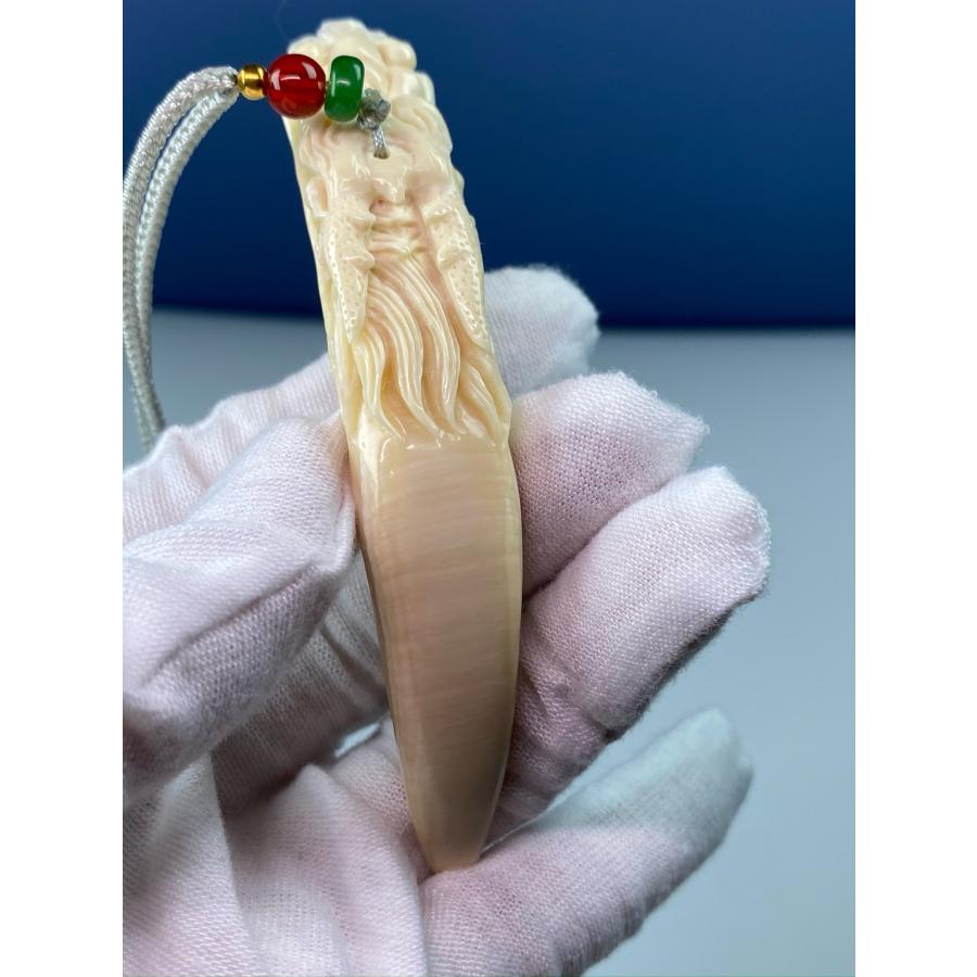 天然マンモス牙美しい手作り彫刻 龍首牙尖 ネックレス(18G) : 合林貿易 