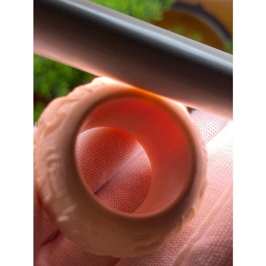 天然マンモス牙美しい手作り彫刻 観饕餮神獣紋 サムリング 指輪 : 合林 