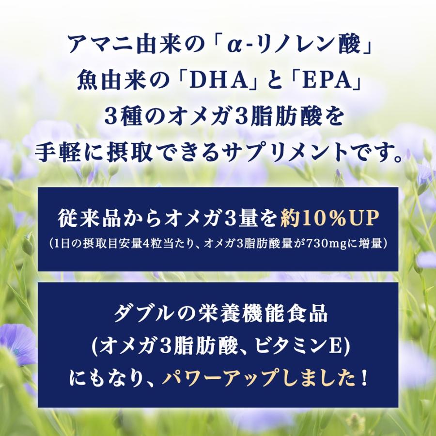 『ヤフショ感謝デー■全品ポイント＋1％』アマニ油＆DHA プレミアムリッチ 120粒 約30日分 3袋セット パウチタイプ ニップンの画像