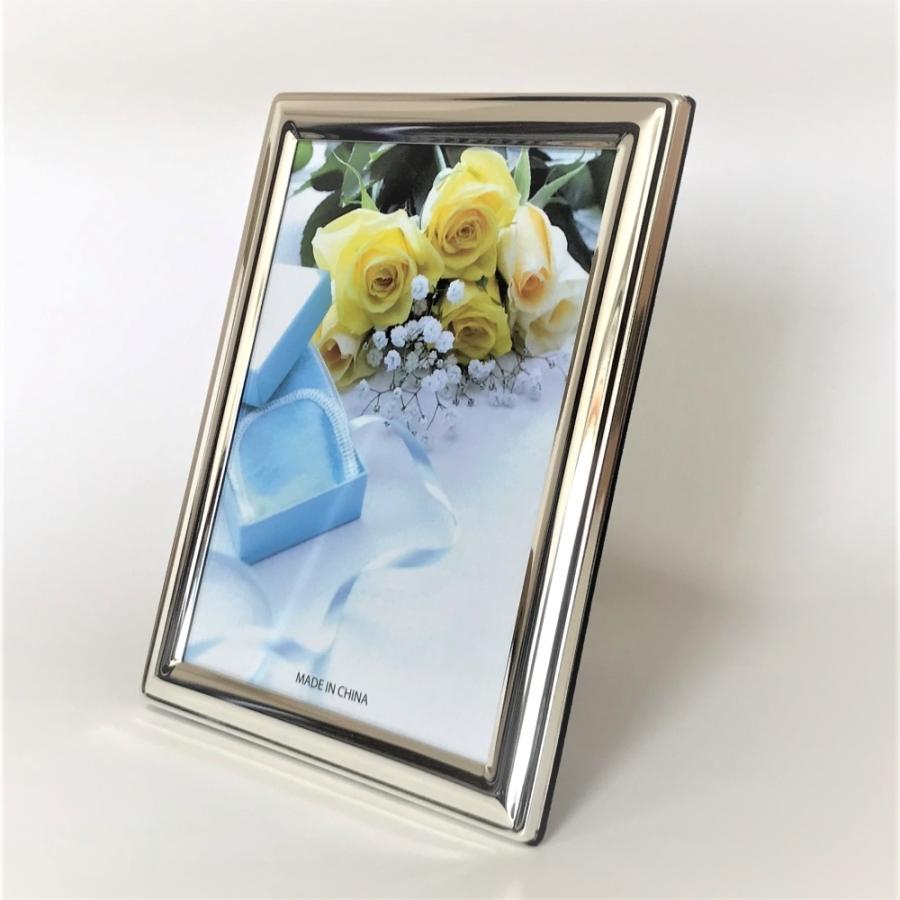 シルバーフレーム 2L 卓上 写真立て 縦 横 兼用 フォトフレーム ステンレス製 ウェディング 記念 贈り物 プレゼント｜goyo-frame｜02