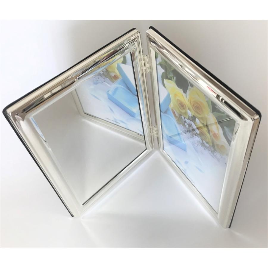 シルバーフレーム 2L 片面ミラー 折りたたみ 卓上 写真立て フォト