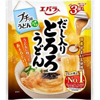 送料無料 エバラ食品 プチッとうどん とろろうどん (3個入り)×12個