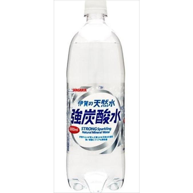 送料無料 サンガリア 伊賀の天然水 強炭酸水 1000ml × 12本 ケース | 