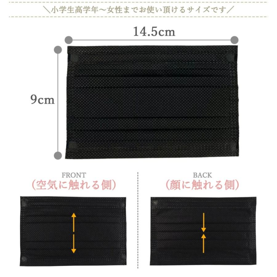 黒マスク 不織布 小さめ マスク 平ゴム 使い捨て 50枚 ＋1枚 BFE 99% ポイント消化 送料無料 いつものマスク |  | 07