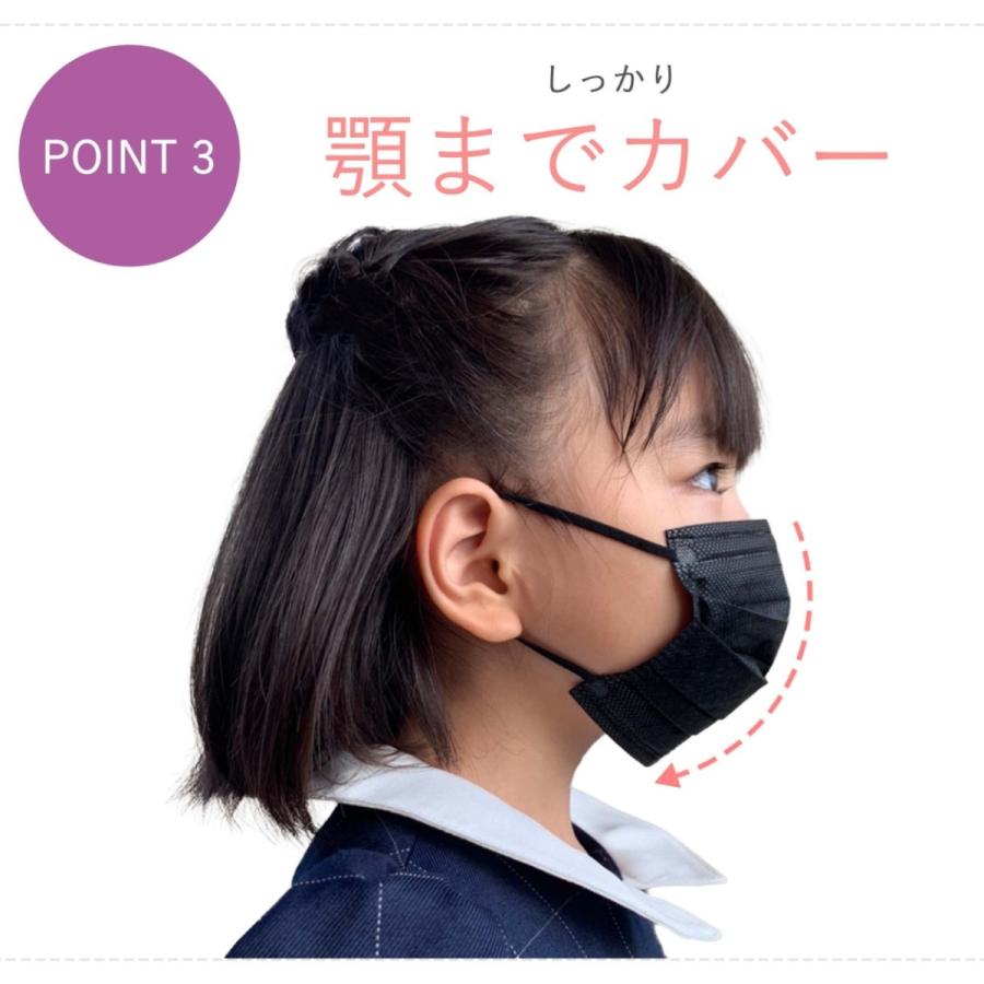 黒マスク 12cm 子供用マスク 不織布 51枚 使い捨て BFE99% こども 幼児