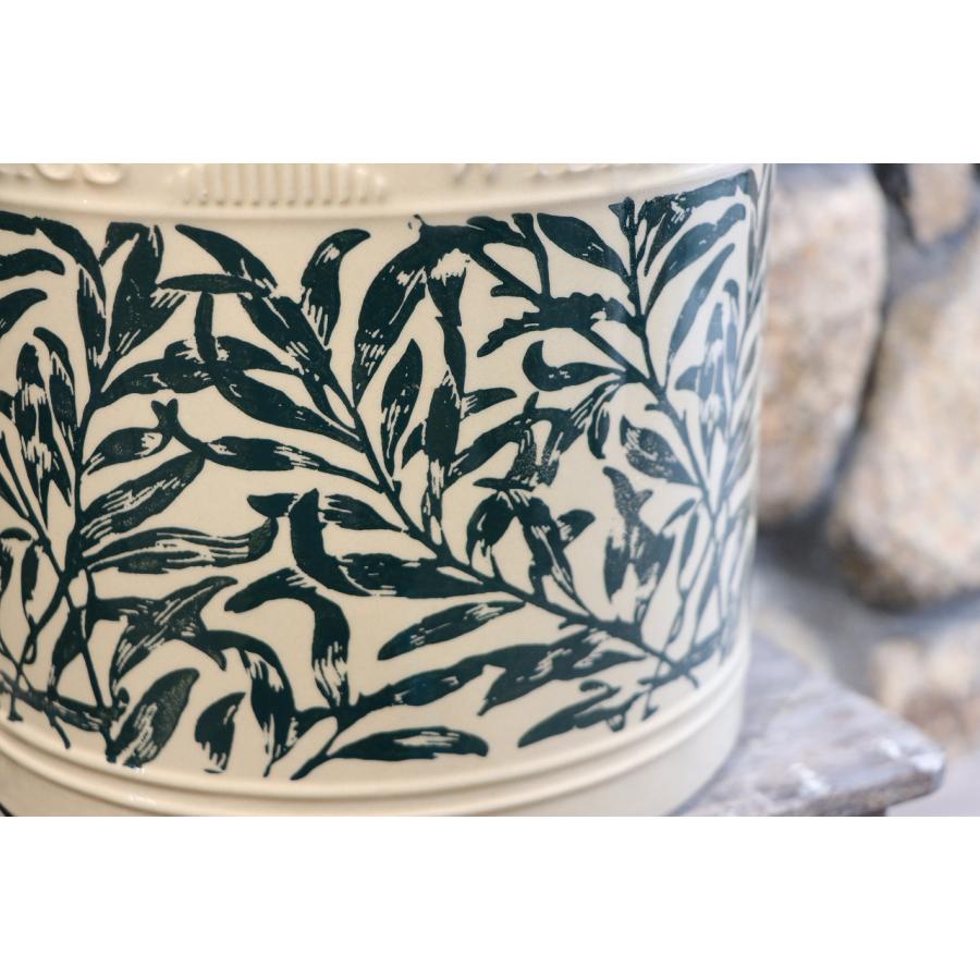 ウィリアムモリス リーフシリンダー24cm 植木鉢 日々草ミキ4号 ウィリアムモリスリーフシリンダー植木鉢セット