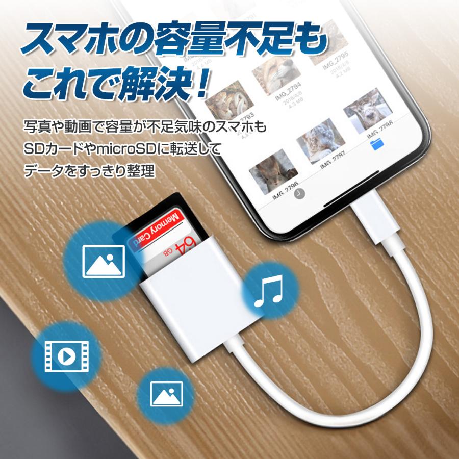 SD カードリーダー タイプ C ライトニング iPhone iPad用 マイクロ TF データ 転送 メモリ バックアップ カメラ ファイル 移動 高速 |  | 06