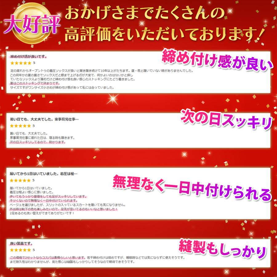 着圧ソックス 弾性ストッキング 靴下 ハイソックス レディース ふくらはぎ むくみ 寝る時 夜用 サポーター 立ち仕事 黒 |  | 03