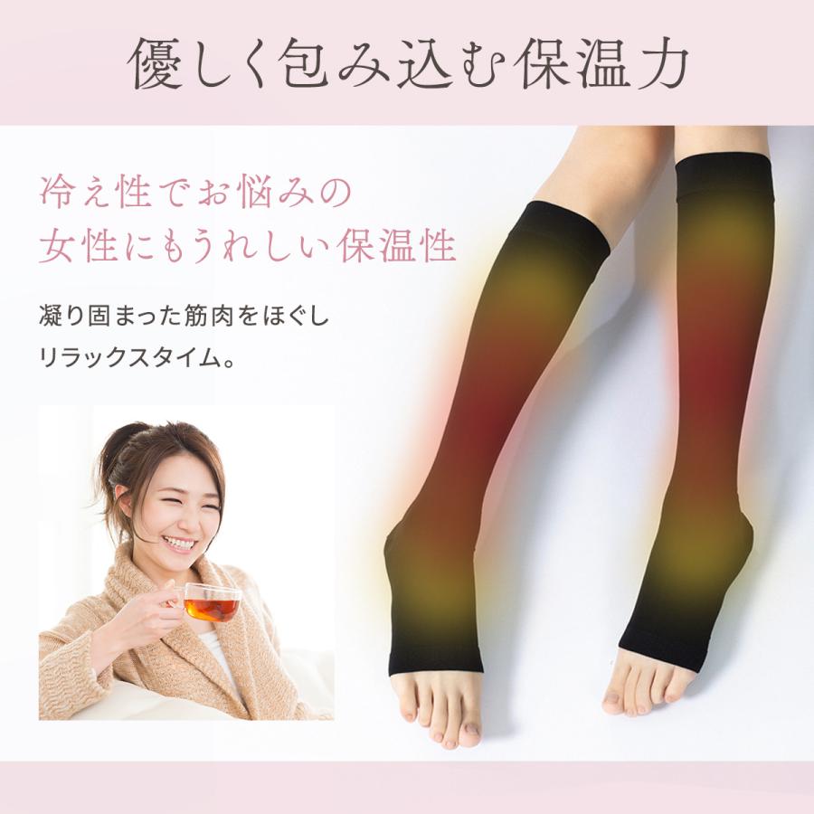 着圧ソックス 弾性ストッキング 靴下 ハイソックス レディース ふくらはぎ むくみ 寝る時 夜用 サポーター 立ち仕事 黒 |  | 07