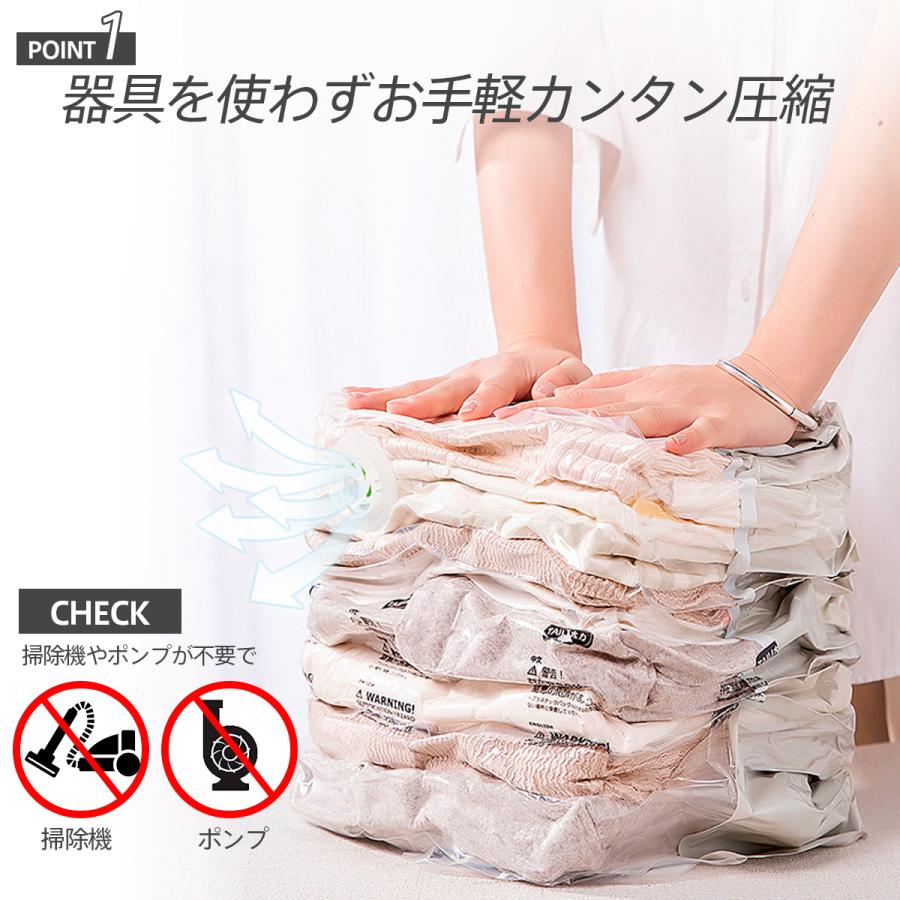 圧縮袋 衣類 布団 掃除機不要 収納袋 旅行 大容量 衣替え ふとん 押し入れ 収納 防虫 防カビ 防ダニ |  | 03