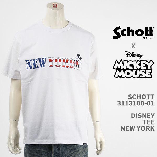 Schott Disney ショット ディズニー ミッキーマウス Ｔシャツ SCHOTT DISNEY TEE NEW YORK MICKEY MOUSE 3113100-01【国内正規品/半袖】｜gpa