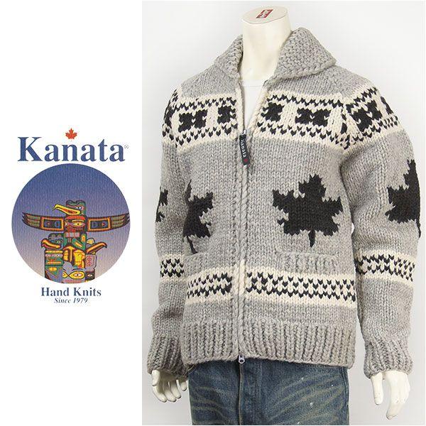 【カナダ製】Kanata カナタ カウチンセーター ダブルジップ メイプル バージンウール Kanata Hands Knits