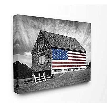 限定価格Stupell Industriesブラックアンドホワイトファームハウス納屋アメリカの国旗 デザインby好評好評中 西洋画