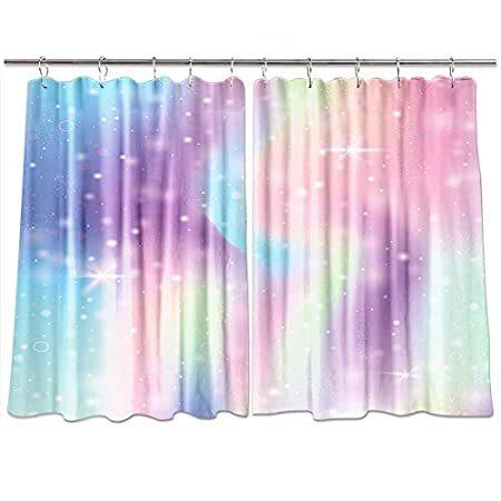 【在庫限り】 特別価格KOTOM Curtains,好評販売中 Kitchen Mesh Rainbow Fantasy Blurs and Stars Sparkles Magic レースカーテン