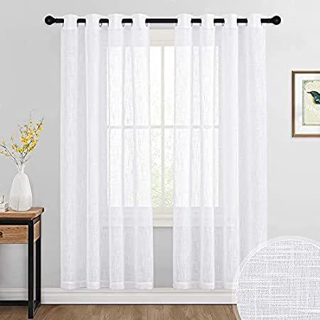 最も信頼できる 特別価格RYB HOME T好評販売中 Linen Privacy Curtains Semi-Sheer Grommet - Curtains White Sheer レースカーテン