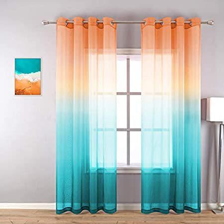 新しいコレクション Inch 84 Curtains Design 特別価格Ombre Length W好評販売中 Grommet Panels 2 Set Room Living for レースカーテン