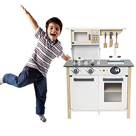 特別価格ROBUD Wooden Pretend Play Kitchen Set for Kids Toddlers， with Cookware Acce好評販売中