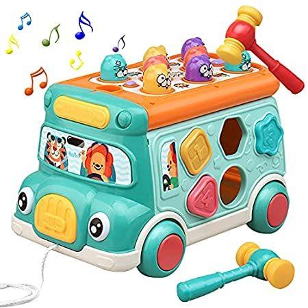 注目ショップ Push Stone 特別価格Cute Pull Light好評販売中 & Sound with Toys Learning Musical Baby Toy, Bus 知育玩具