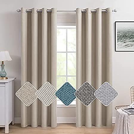 最高の品質 Linen 特別価格MIULEE Curtains Bedroom/Li好評販売中 for Panels Curtain Blackout Long Inches 90 レースカーテン