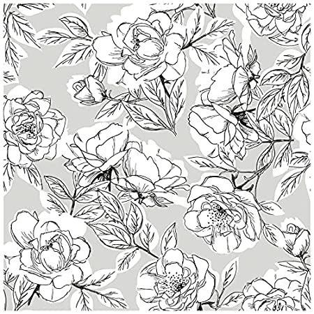 特別価格haokhome Stick 1 Sketched 壁紙 Floral Wallpaper Peel And 内装 Removable Stick Lt