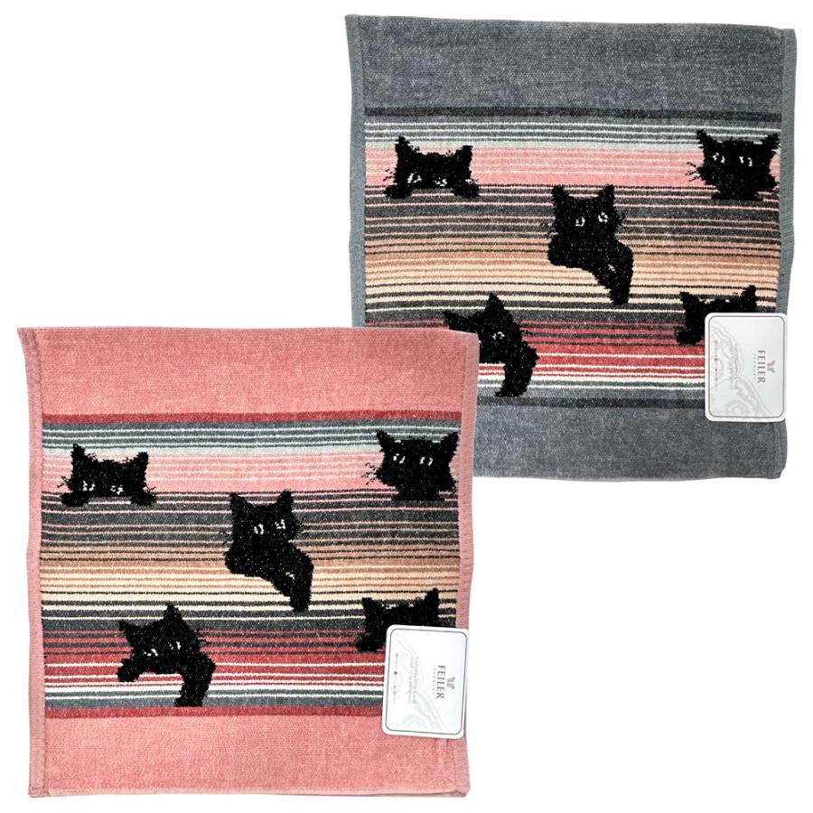 新品未使用品　フェイラー FEILER フェイスタオル 2枚セット 37x80 feiler（フェイラー） フェイスタオル BLACK KITTY ブラック キティ 37