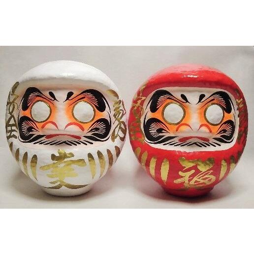 紅白の幸福だるま ペアセット 幸福の紅白だるまセット（大）6号