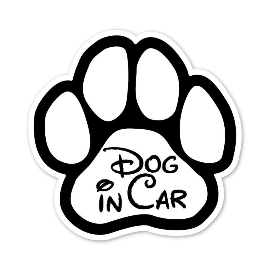 DOG IN CAR ステッカー 肉球 黒 わんちゃんが乗ってます ドッグインカー ワンちゃん 犬 足跡 車 シール｜gppro