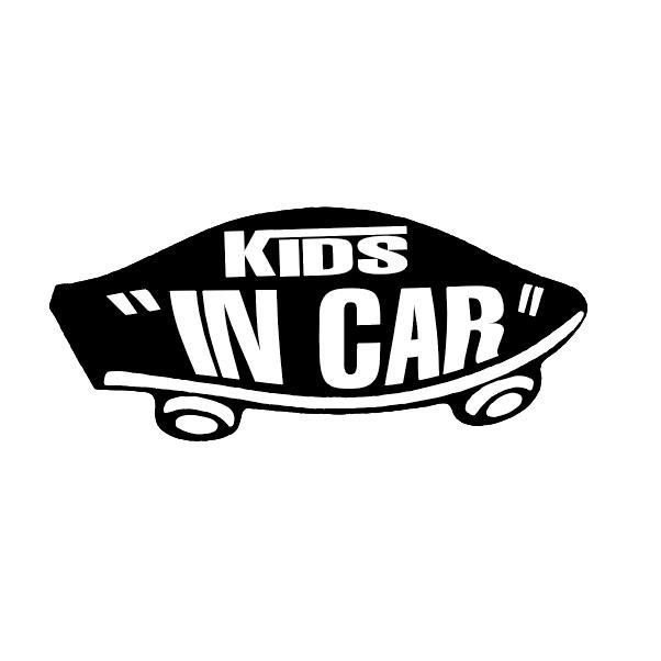 KIDS IN CAR ステッカー ブラック 黒 子どもが乗ってます キッズインカー スケボー 車 シール パロディ VANS風｜gppro