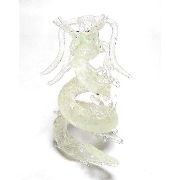 蓄光ガラス細工 クリアガラス 蓄光ガラス 巻き龍 ドラゴン 龍 竜