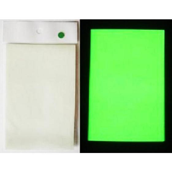 高輝度 蓄光カッティングシート 蓄光シールシート はがきサイズ グリーン 糊付シール / 緑 発光｜gppro｜02