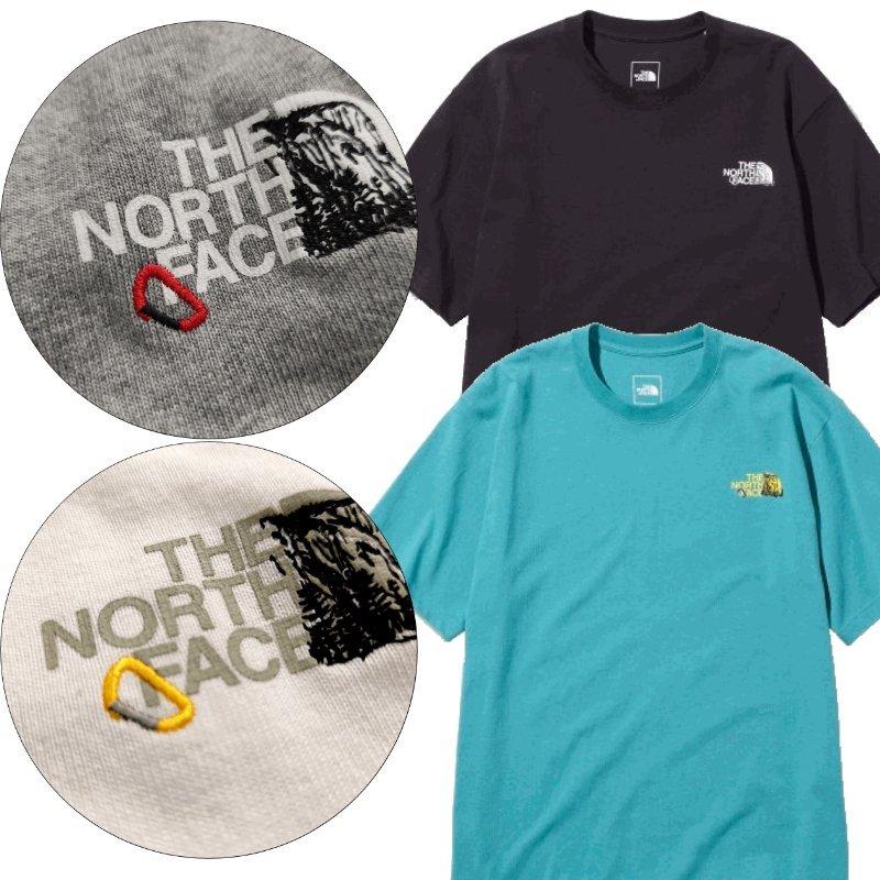 THE NORTH FACE ザノースフェイス S/Sエンブロイドロゴティーシャツ NT32247 メンズ Tシャツ 半袖 ロゴ ワンポイント カラビナ ホワイト ブラック グレー｜gpstore｜01