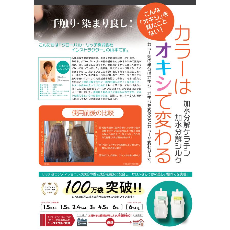 オキシ　12パーセント　4本セット　美容師　美容室 リッチオキシ 4.5％】通常価格/2000ml/染毛剤/美容 理容 サロン向け
