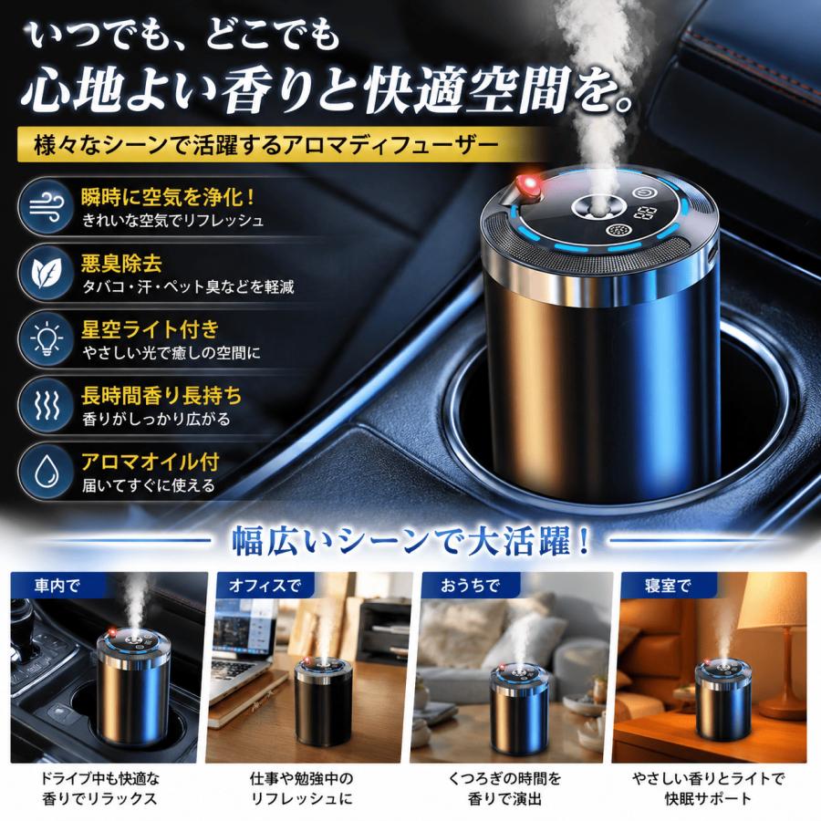 アロマディフューザー 車用 水なし芳香剤 コードレス ネプライザー
