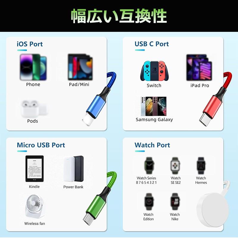 4in1 usb充電ケーブル chafon 充電器 ライトニング iphoneケーブル