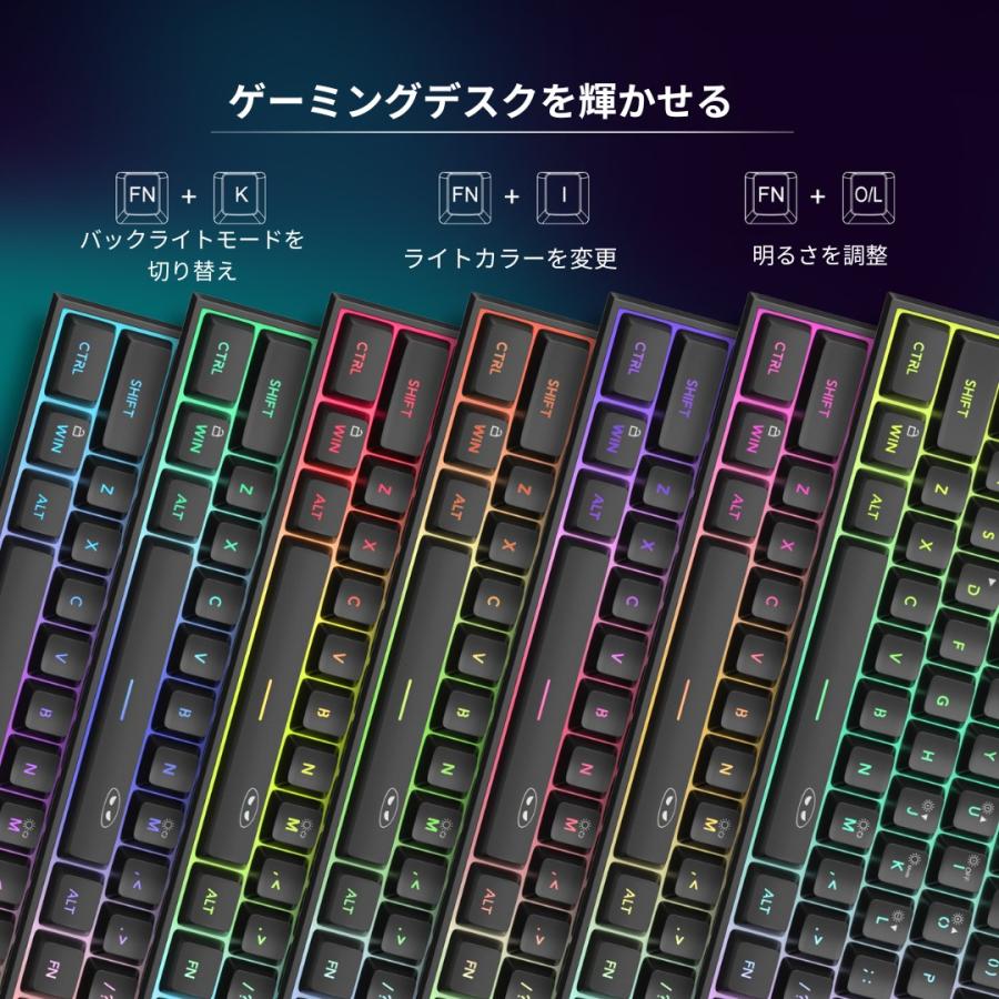 MageGee Mini 60%ゲーミングキーボード RGBバックライト 61キー TS91